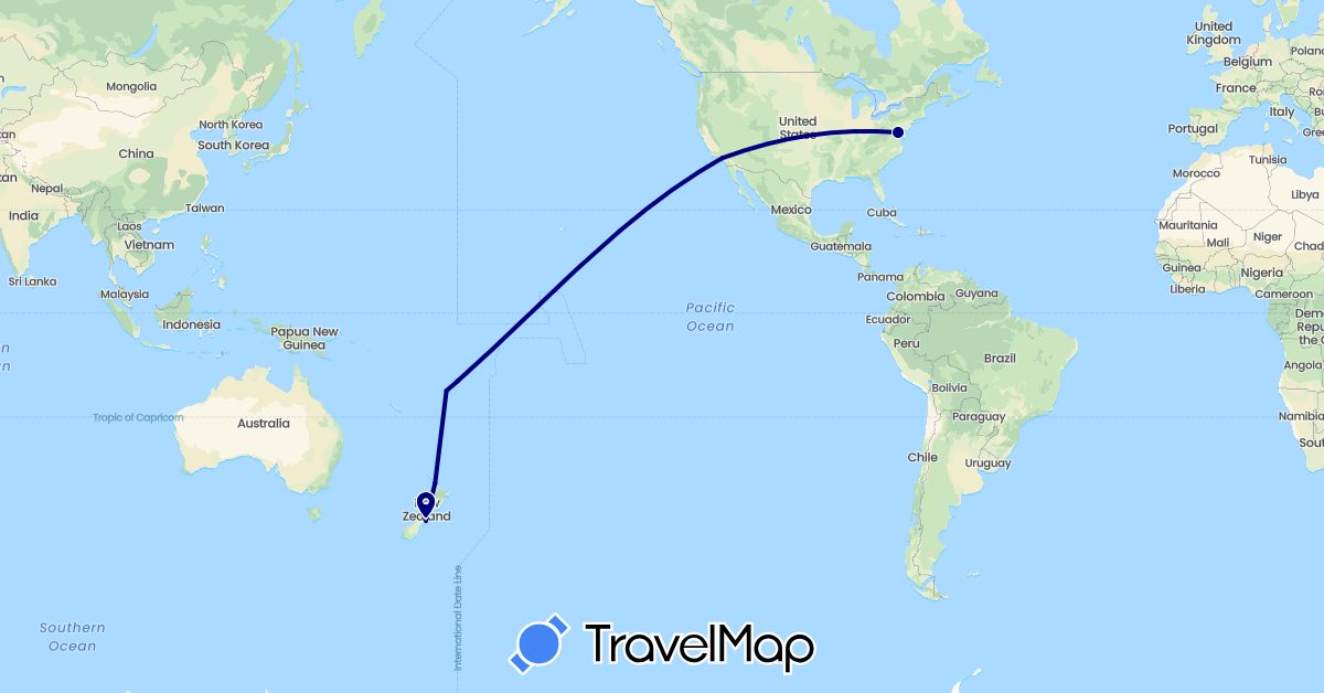 TravelMap itinerary: driving in Fiji, New Zealand, United States (North America, Oceania)